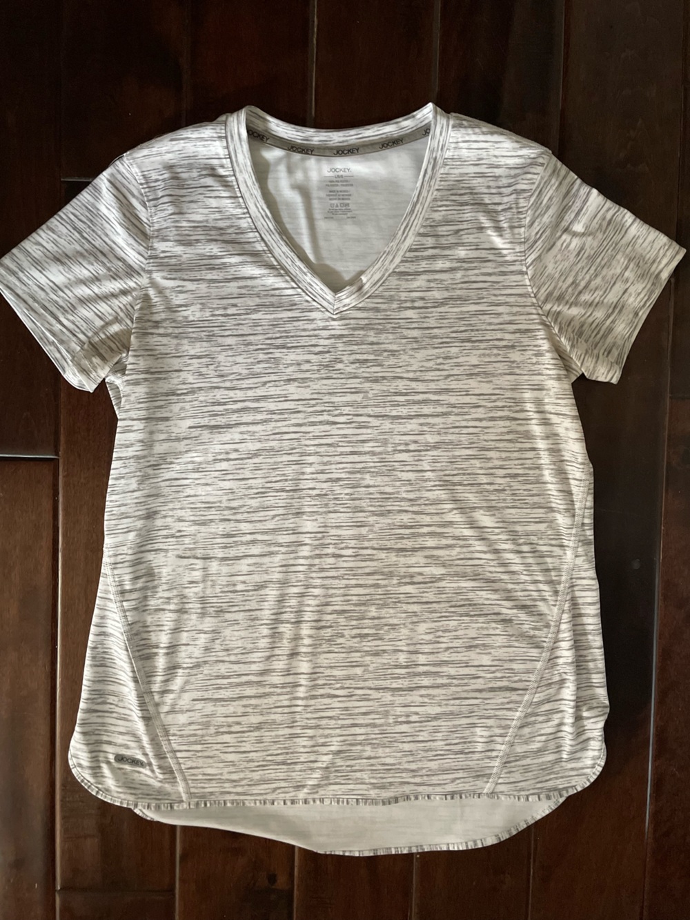 Jockey Women's Heathered V-Neck Short Sleeve Tee in Light Gray